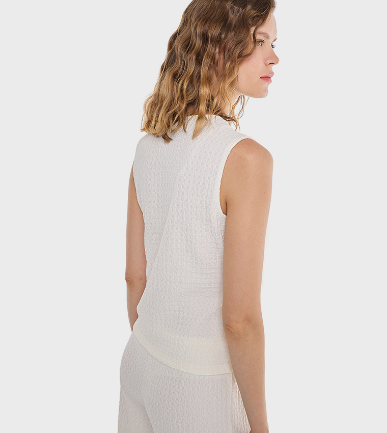 Textured Vest Top with V-Neck