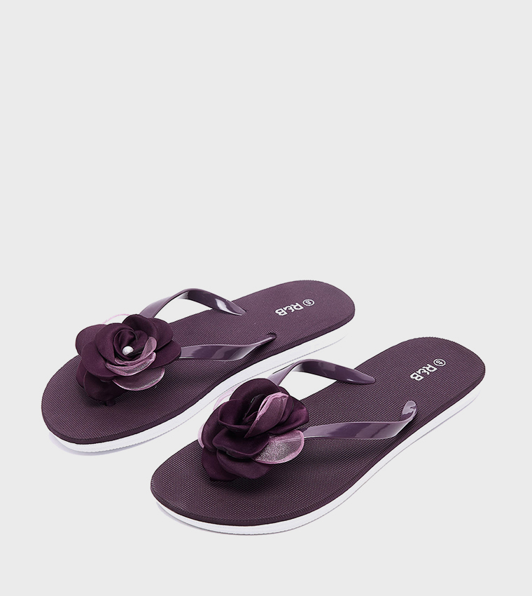 Appliqued Thong Flip-Flops
