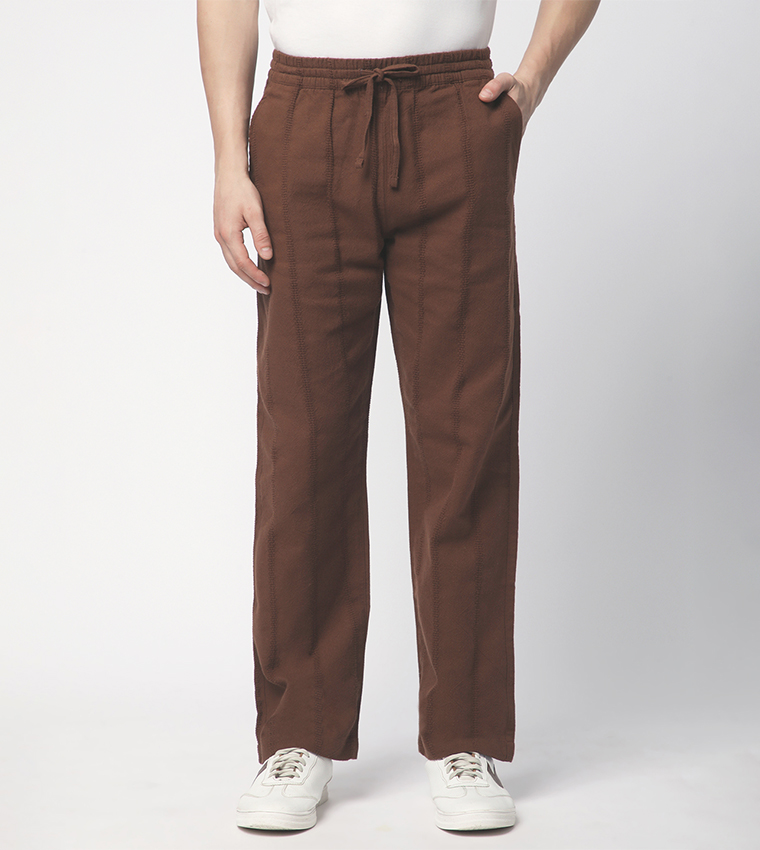 Linen Drawstring Waist Pants