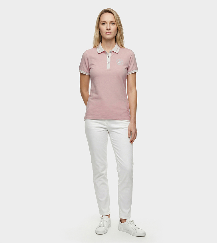 Logo Embroidered Contrast Trim Polo T-Shirt