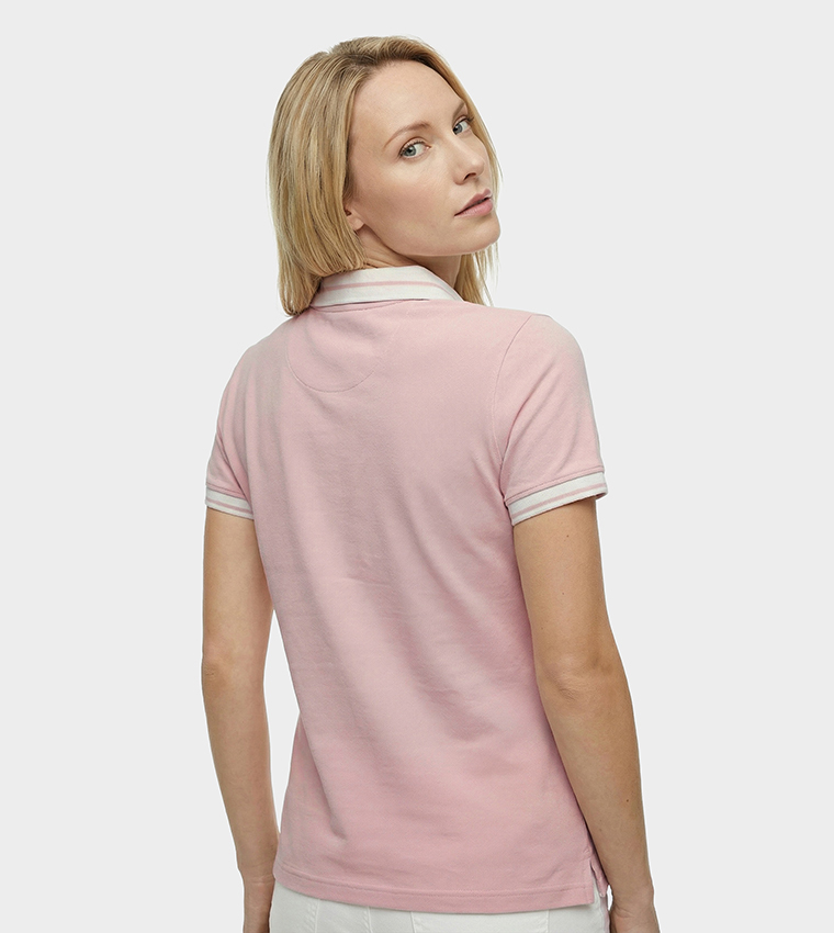 Logo Embroidered Contrast Trim Polo T-Shirt