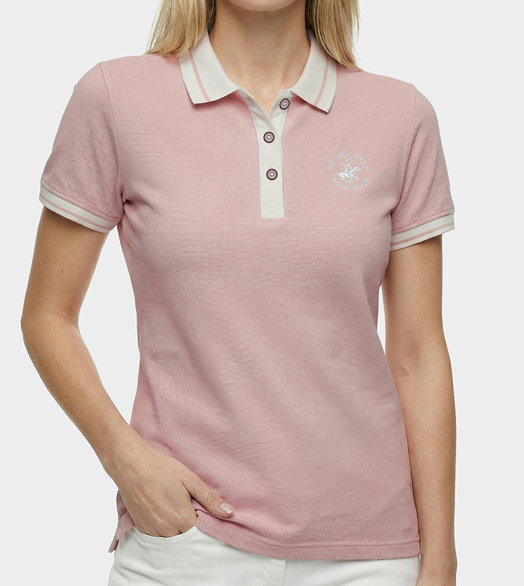 Logo Embroidered Contrast Trim Polo T-Shirt