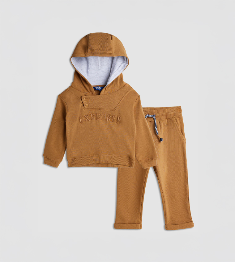 Embroidered Hooded Clothing Set