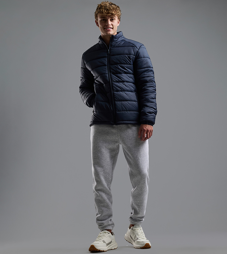 Quilted Puffer Jacket with Zipper Closure