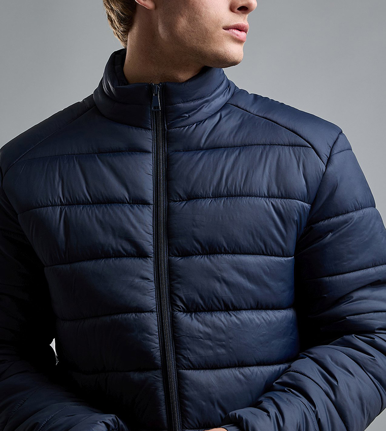 Quilted Puffer Jacket with Zipper Closure
