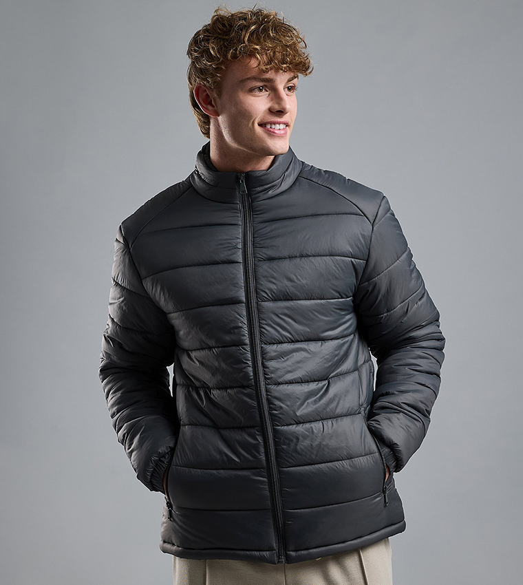 Quilted Puffer Jacket with Zipper Closure