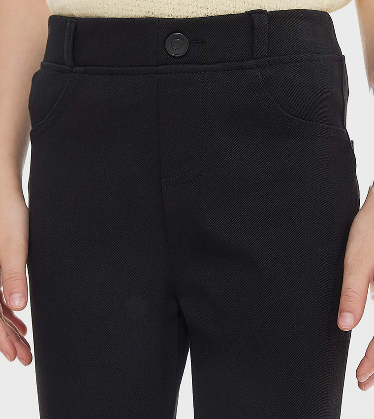 Solid Slim Fit Pants with Elastic Waist