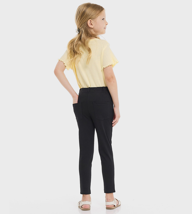 Solid Slim Fit Pants with Elastic Waist