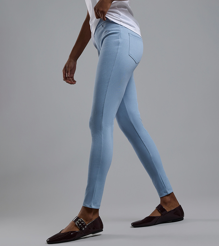 Faded Jeggings with Elastic Waist
