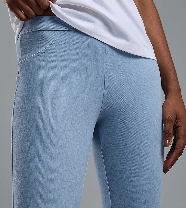 Faded Jeggings with Elastic Waist