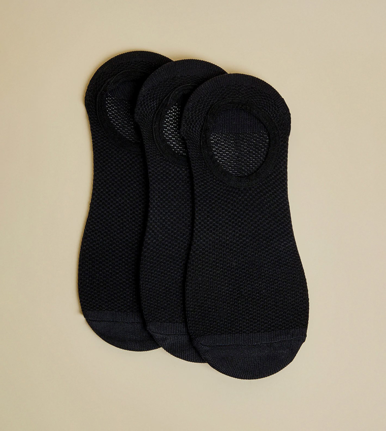 3 Pack Solid No-Show Socks