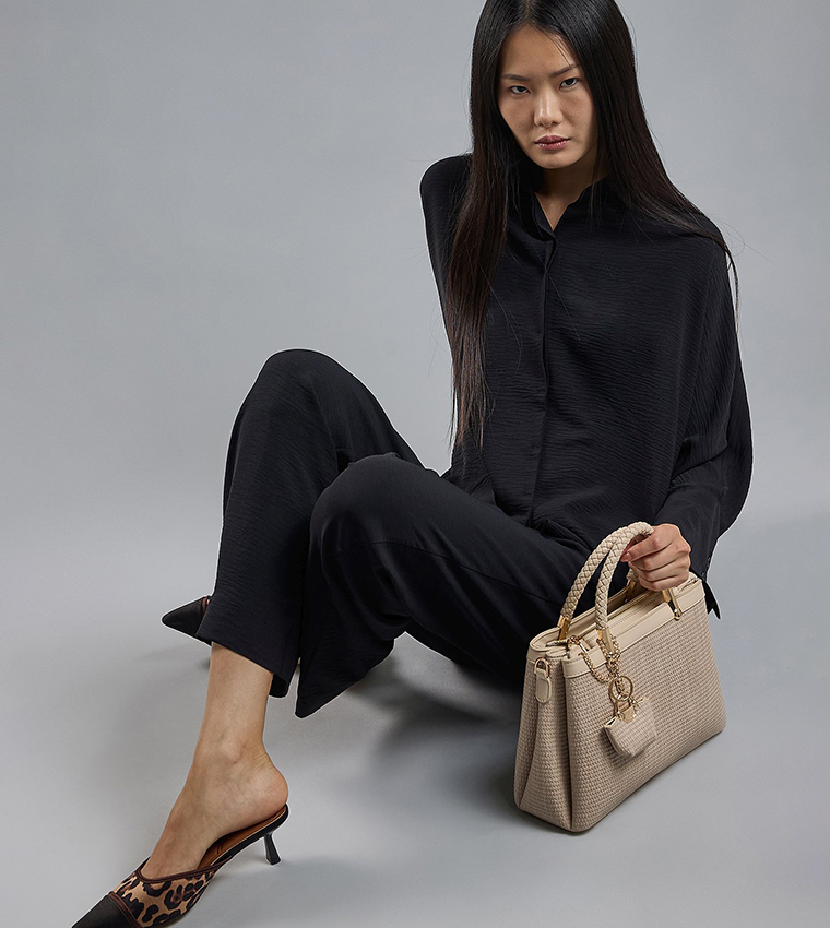 Crinkled Shirt with Classic Collar and Long Sleeves