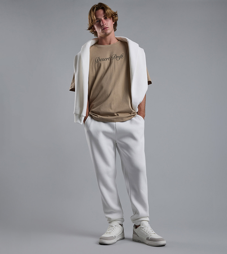 Typography Print T-Shirt with Crew Neck and Short Sleeves