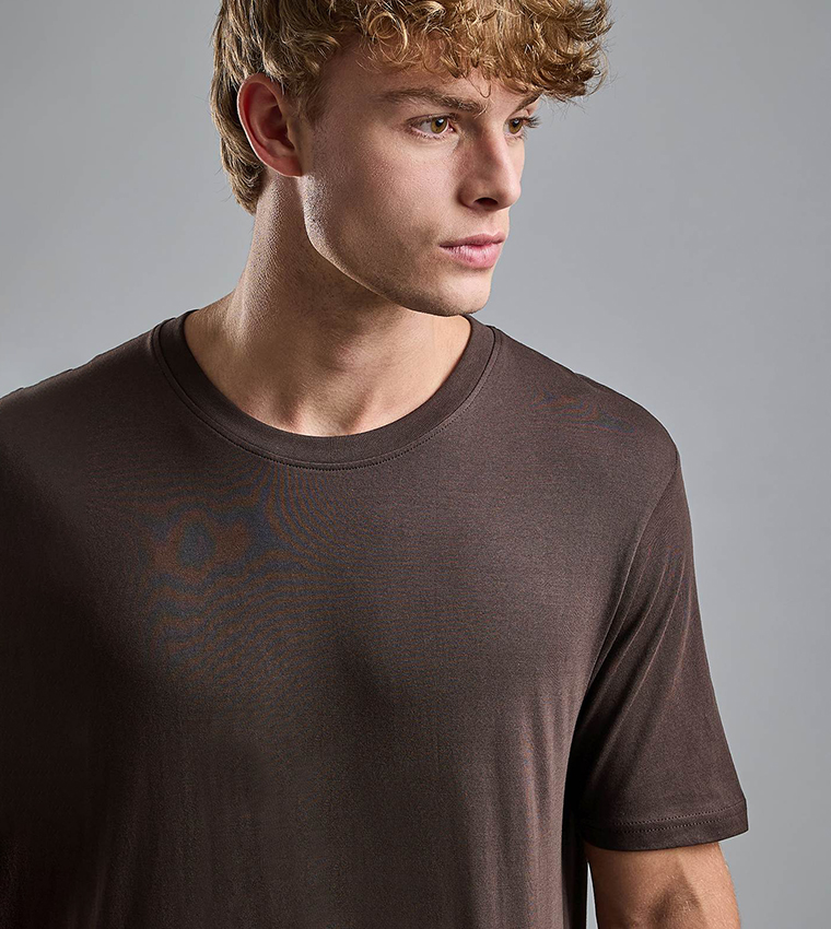 Solid T-Shirt with Crew Neck and Short Sleeves