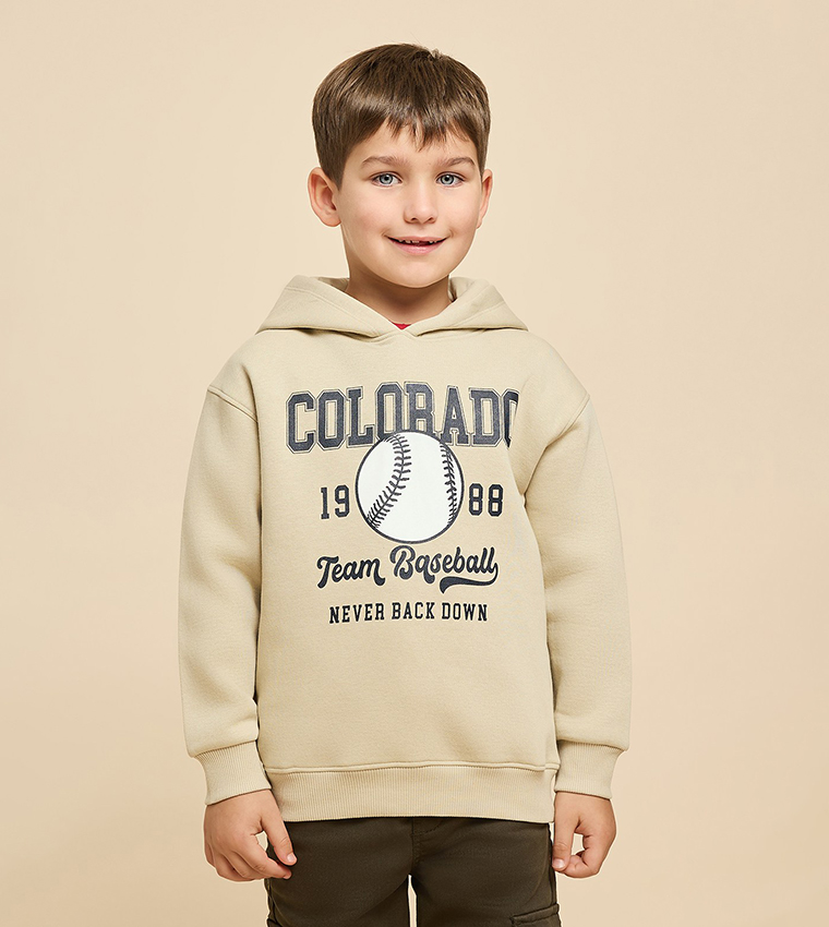 Printed Hoodie with Long Sleeves