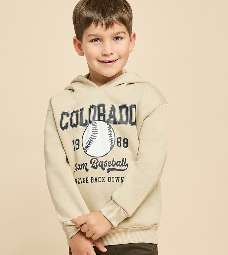 Printed Hoodie with Long Sleeves