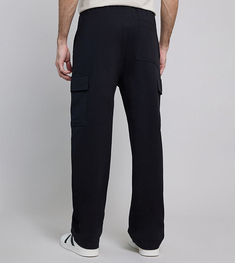 Solid Cargo Pants with Elastic Waist