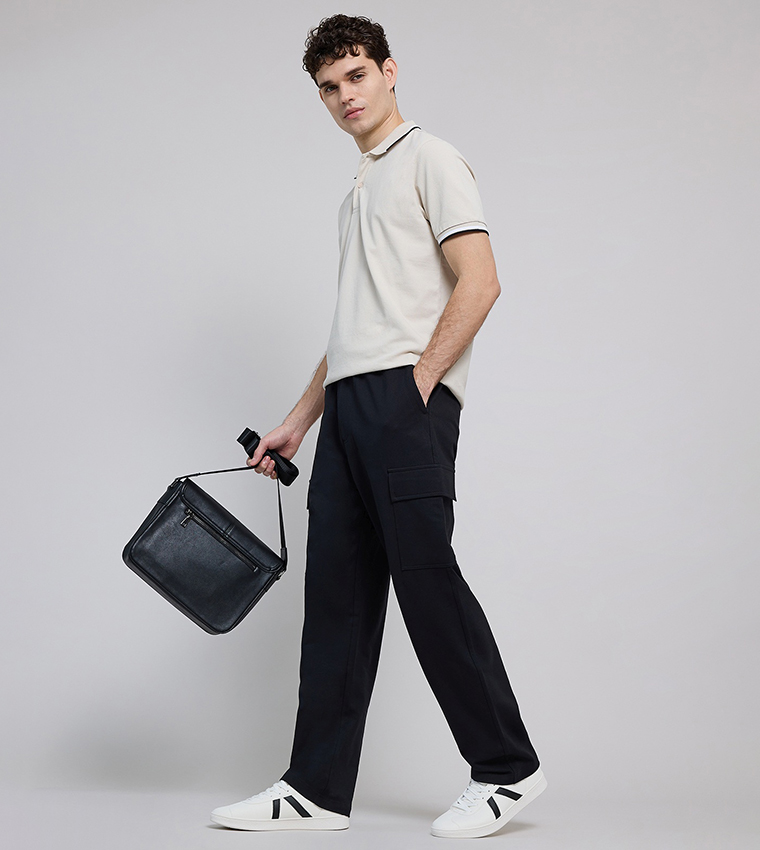 Solid Cargo Pants with Elastic Waist