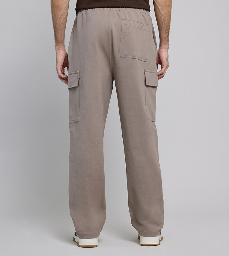 بنطال كارغو سادة بخصر مرن