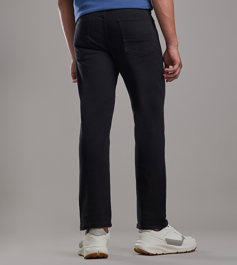 Solid Regular Fit Jeans with Button Closure