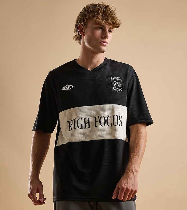 Printed Active T-Shirt with Crew Neck and Short Sleeves