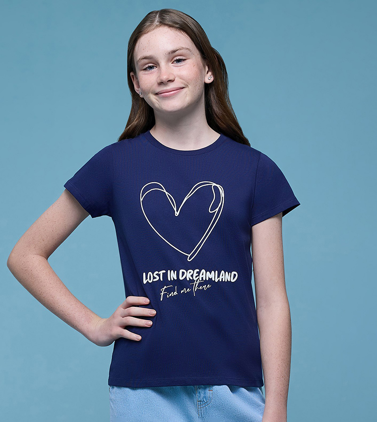 Printed T-Shirt with Crew Neck and Short Sleeves