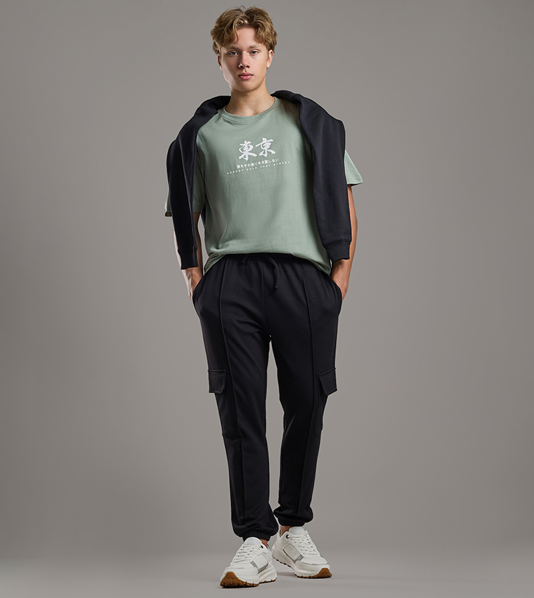 Solid Jogger Pants with Drawstring Waist