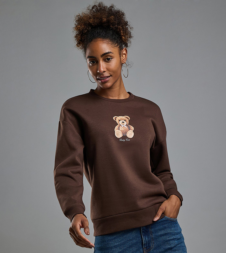 Printed Sweatshirt with Crew Neck and Long Sleeves