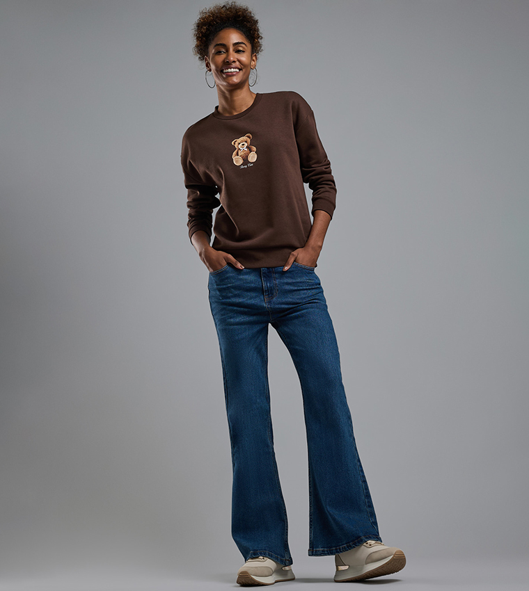 Printed Sweatshirt with Crew Neck and Long Sleeves