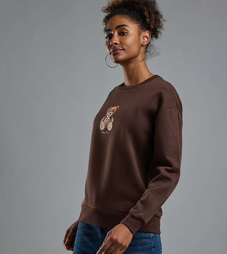 Printed Sweatshirt with Crew Neck and Long Sleeves