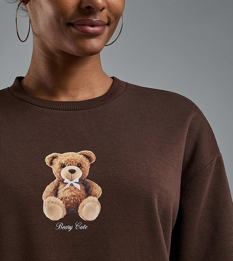 Printed Sweatshirt with Crew Neck and Long Sleeves