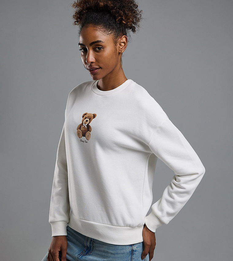 Printed Sweatshirt with Crew Neck and Long Sleeves