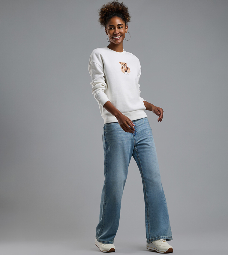 Printed Sweatshirt with Crew Neck and Long Sleeves