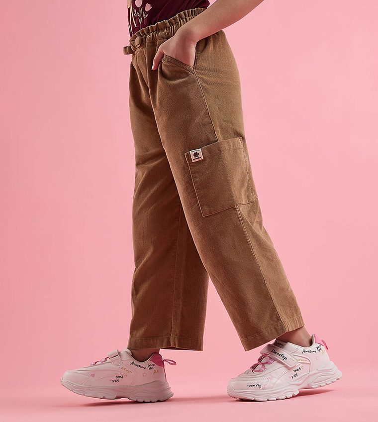 Textured Loose Fit Pants with Elastic Waist