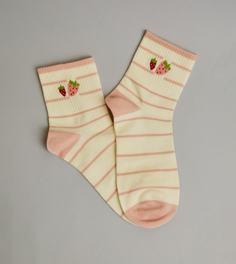 3 Pack Printed Crew Ankle Socks