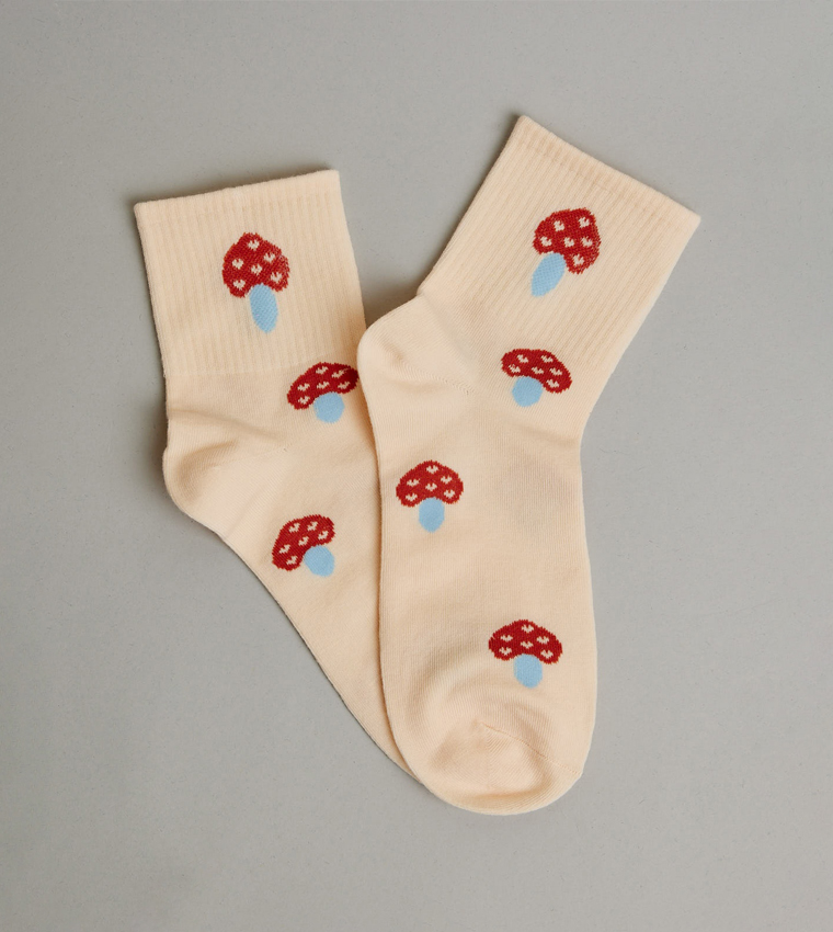3 Pack Printed Crew Ankle Socks