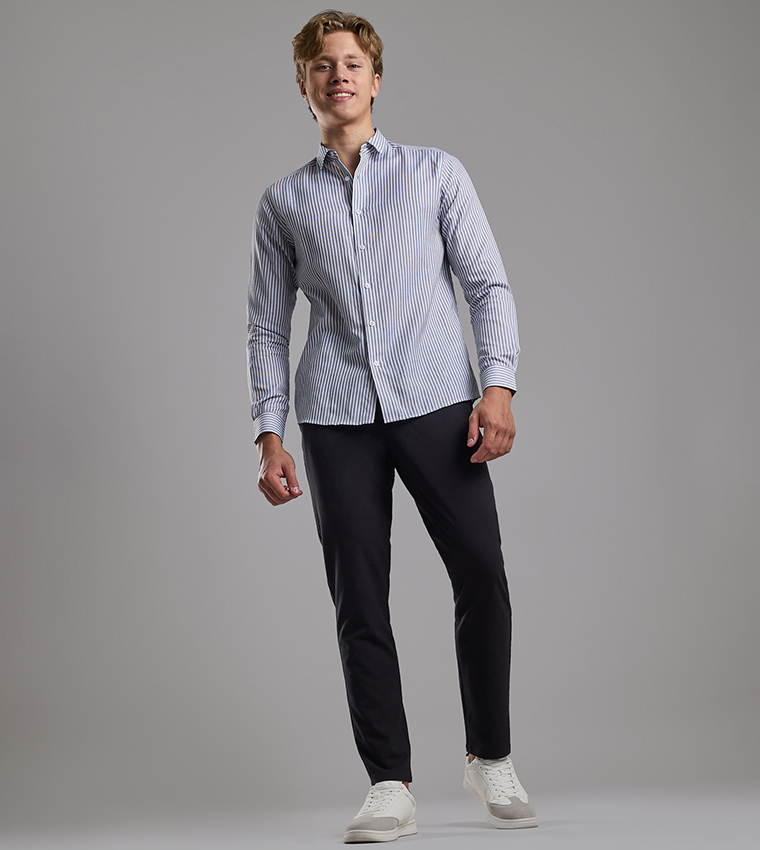 Solid Relaxed Fit Pants with Button Closure