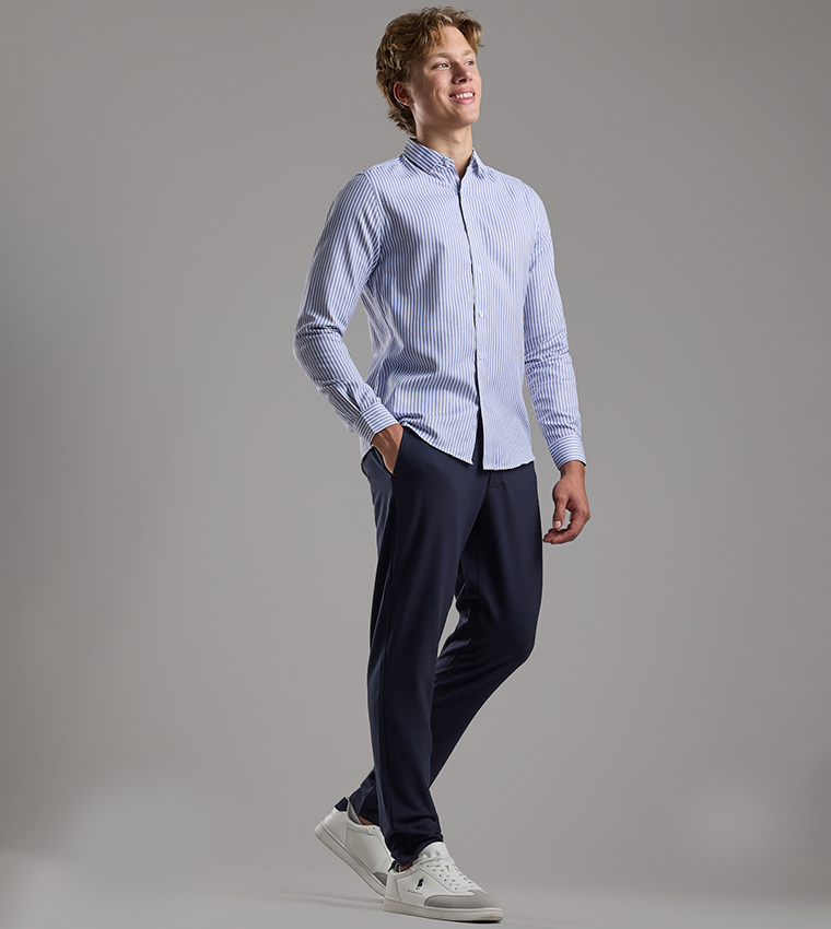 Solid Relaxed Fit Pants with Button Closure