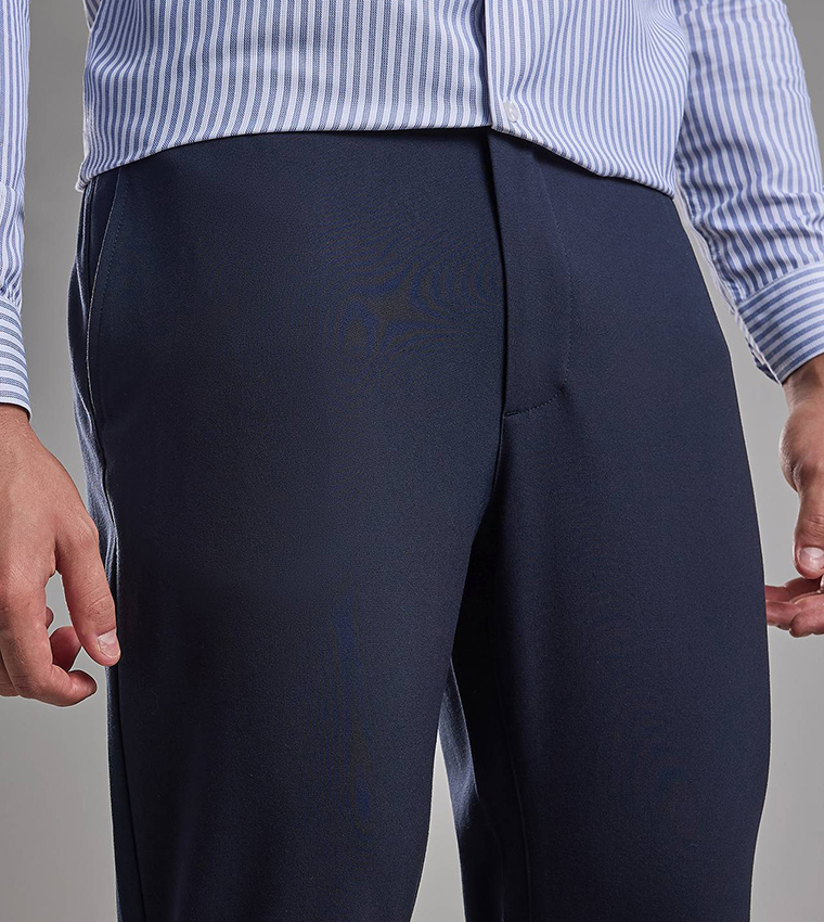 Solid Relaxed Fit Pants with Button Closure