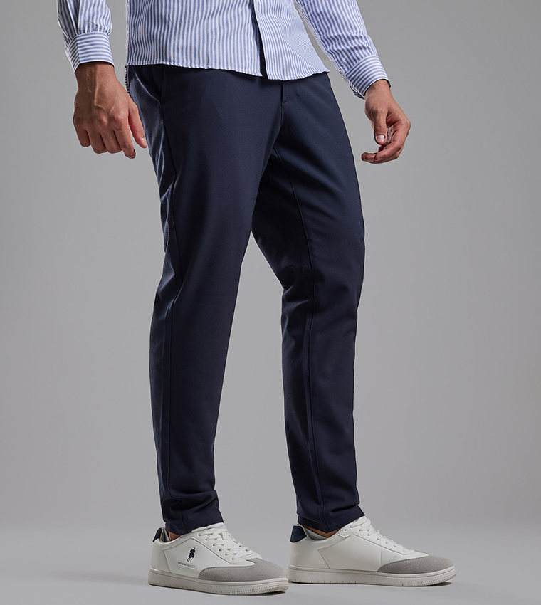Solid Relaxed Fit Pants with Button Closure