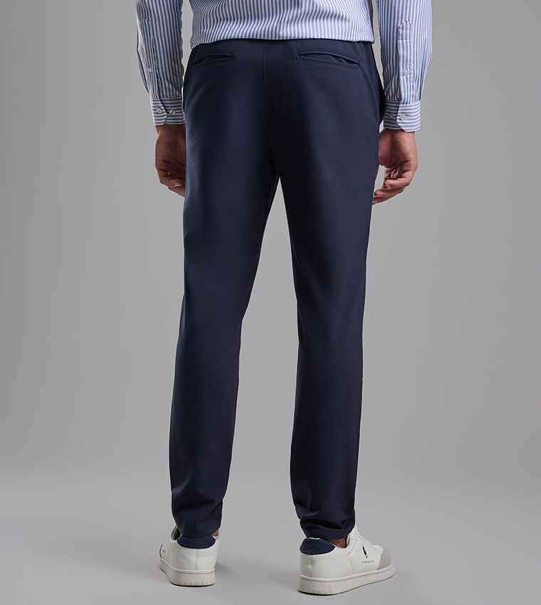 Solid Relaxed Fit Pants with Button Closure