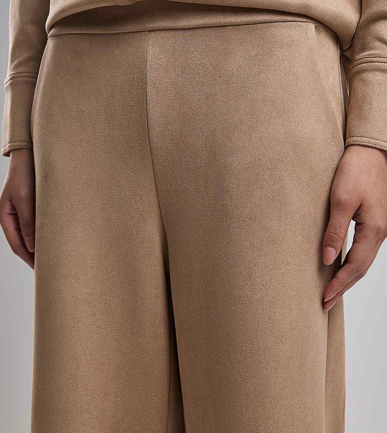 Solid Wide Leg Pants with Drawstring Waist