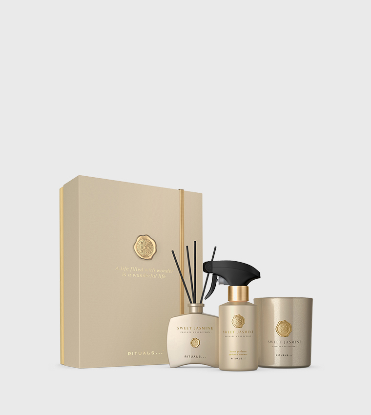 المجموعة الخاصة - سويت جاسمين (أعواد معطرة 100 مل، بخاخ عطر منزلي 250 مل، شمعة معطرة 360 غ.)
