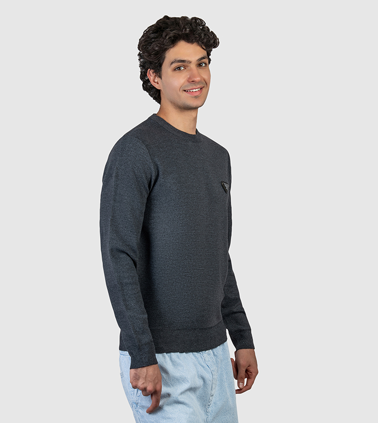 Logo Badge Crew Neck Sweater