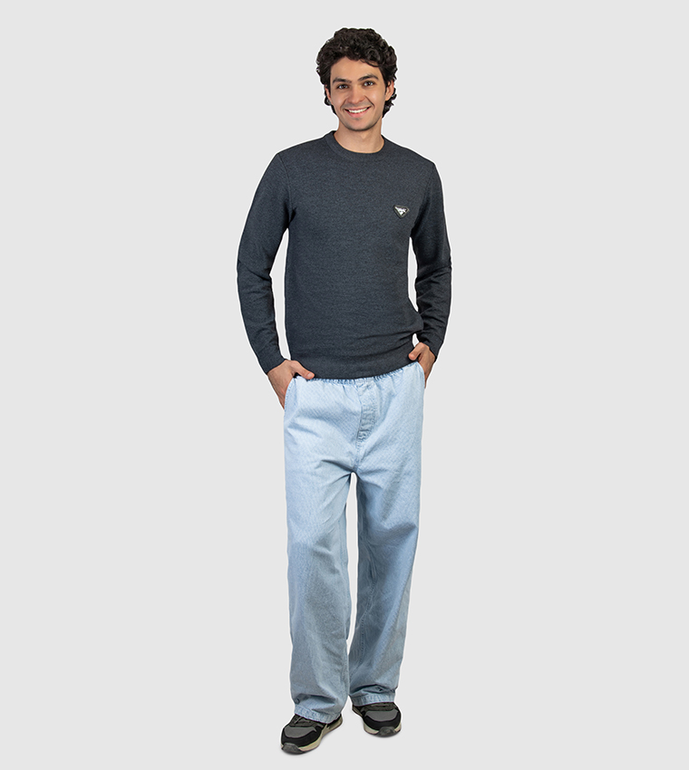 Logo Badge Crew Neck Sweater