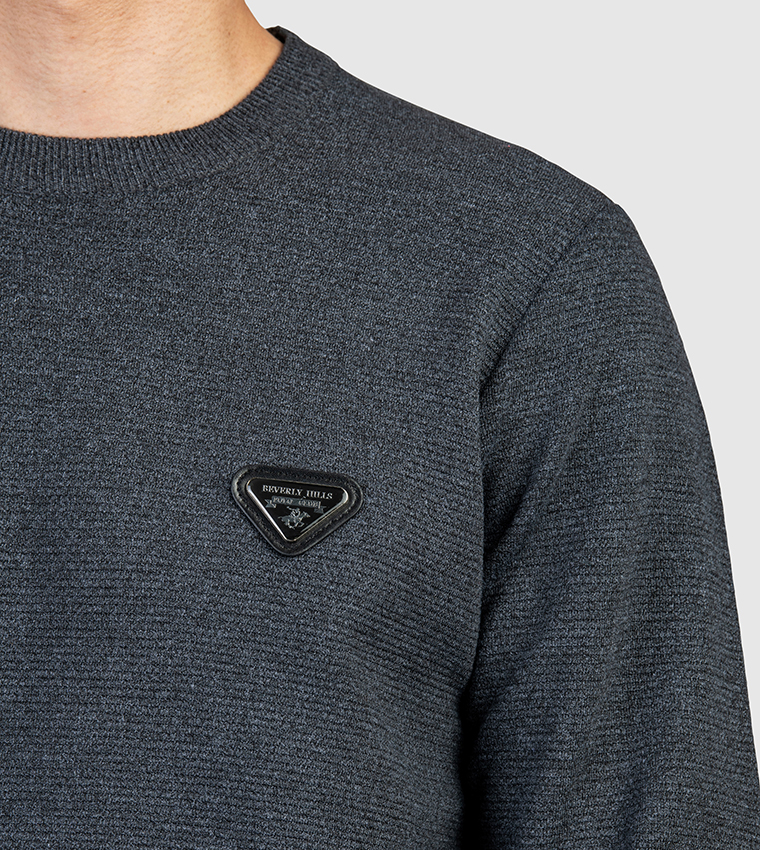 Logo Badge Crew Neck Sweater