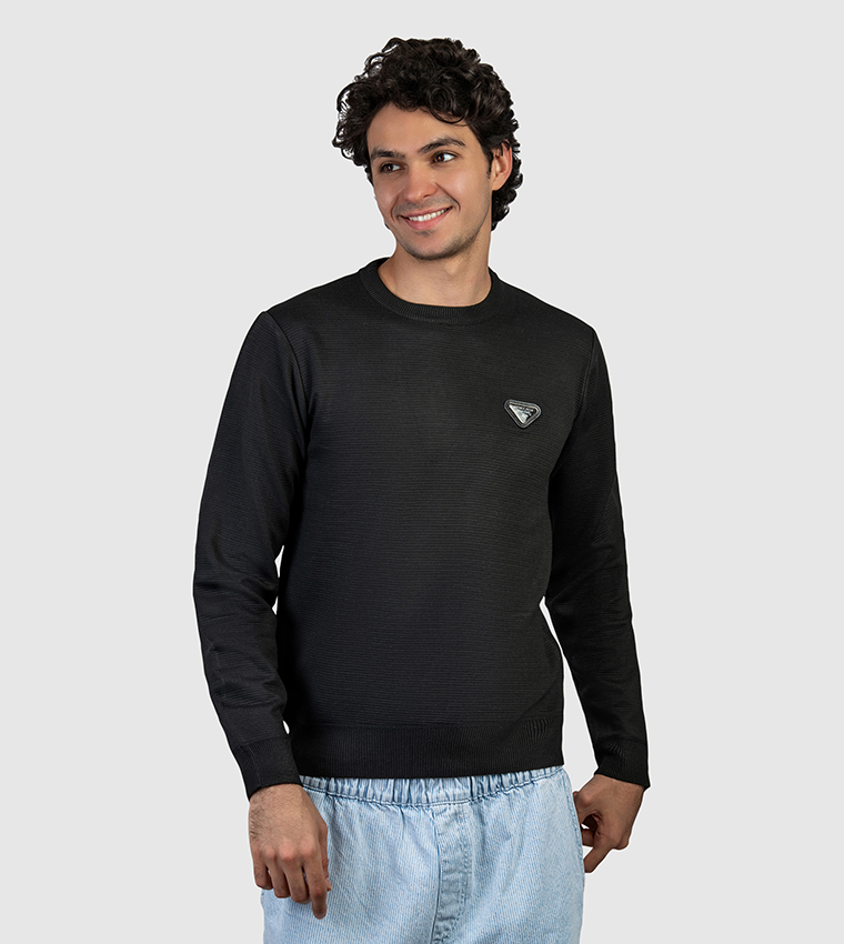 Buy Beverly Hills Polo Club Logo Badge Crew Neck Sweater In Black