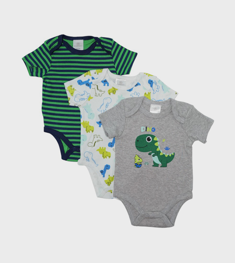Pack of 3 Printed Short Sleeves Bodysuits
