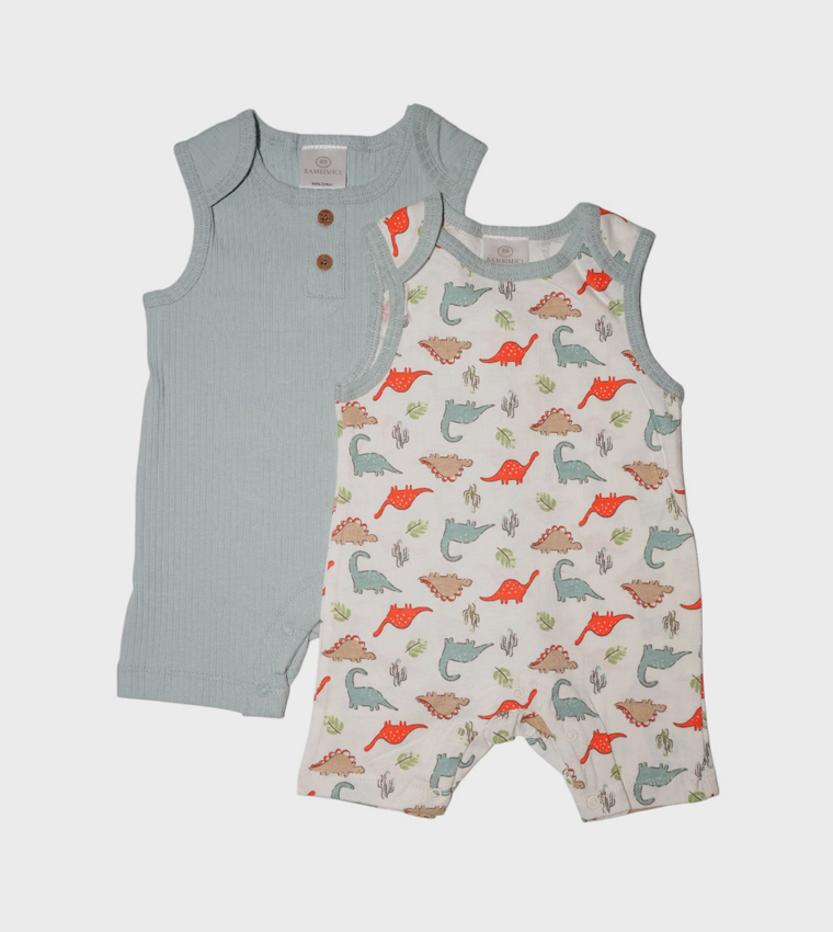 Pack of 2 Printed Sleeveless Rompers