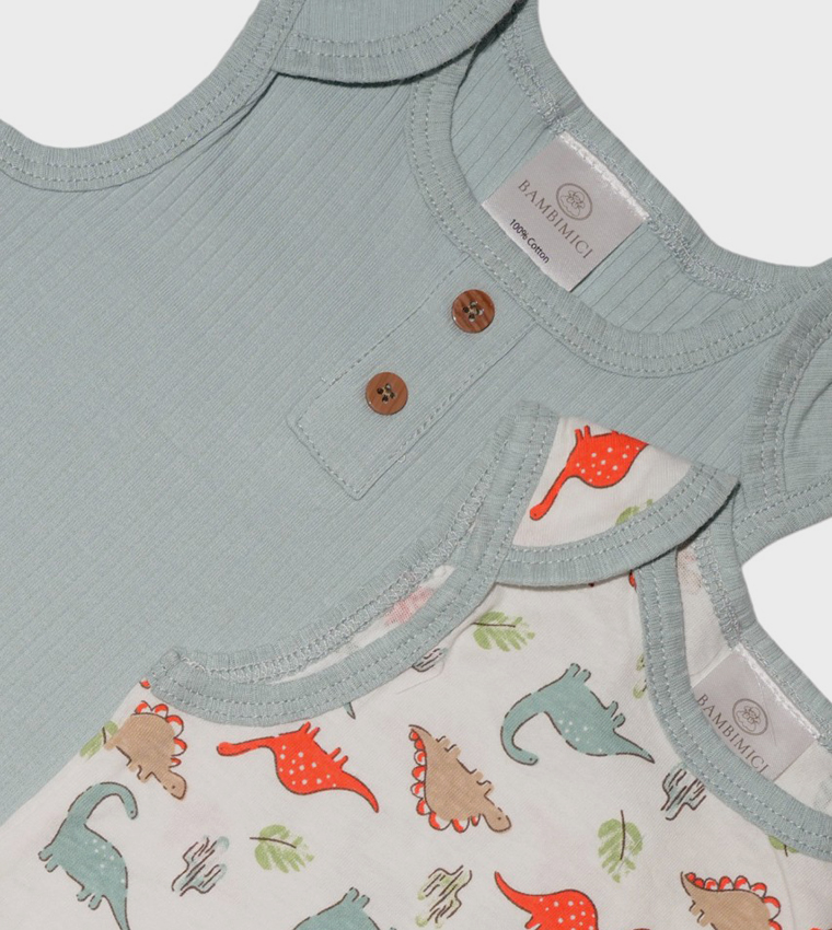 Pack of 2 Printed Sleeveless Rompers